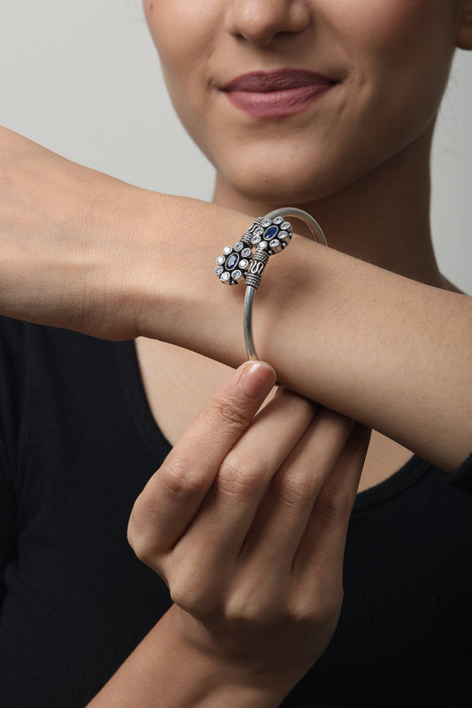 Elegant Blue Stone Bangle Kada For female