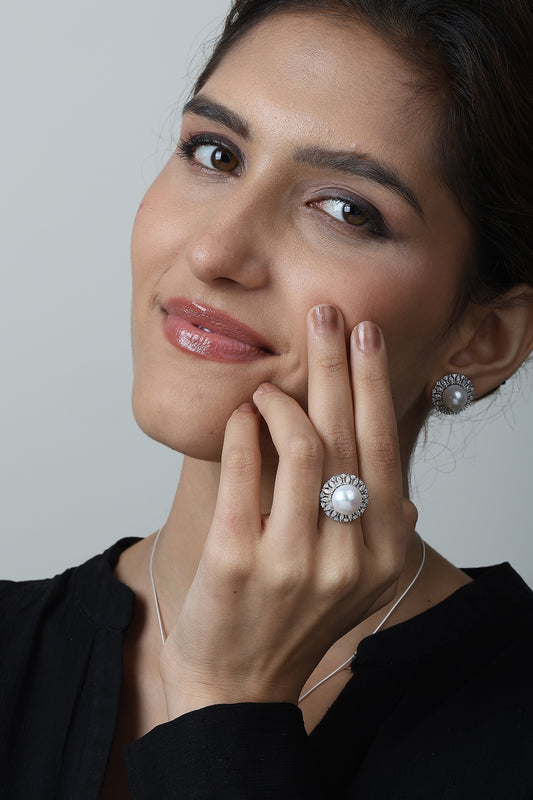 Silver Pearl Ring for beautiful girl