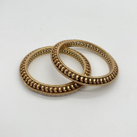 Classic Gold-Plated Silver Bangles (Pair) – 92.5 Sterling Silver | Jugni