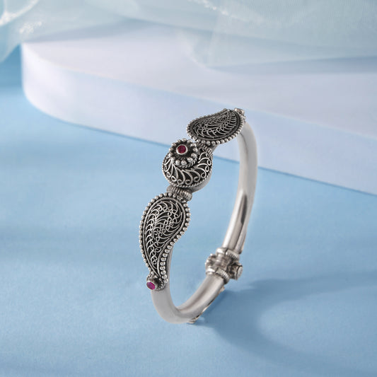 Handcrafted Oxidised Silver Openable Bangle – Ethnic & Festive Wear